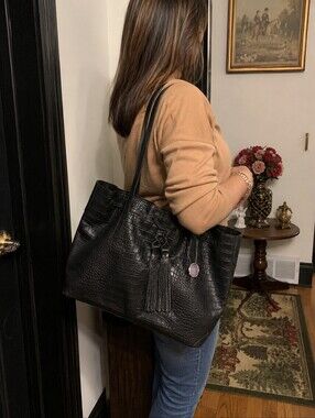 Patricia Nash Leather Drawstring Witney Tote - Black Croco NWT Gorgeous!